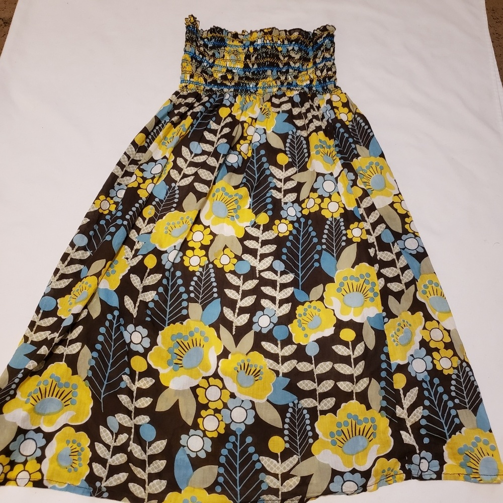 floral strapless dress